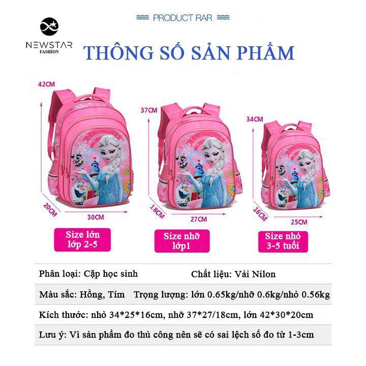 Balo đi học Balo cho bé gái cao cấp thiết kế hình công chúa chống gù lưng, vải dù siêu nhẹ, chống thấm