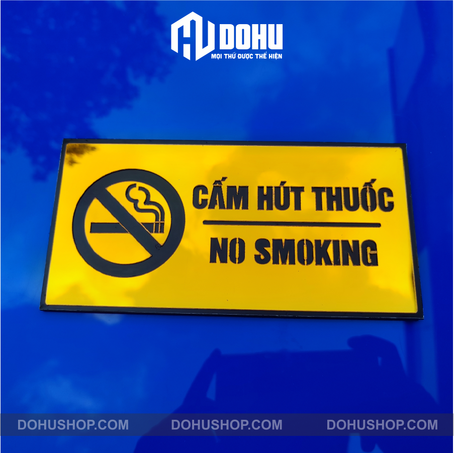 Biển Cấm Hút Thuốc Gương Vàng DOHU34 - Sang Trọng, Hiện Đại