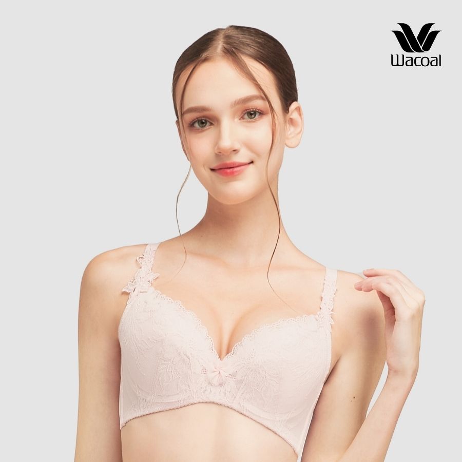 Áo lót Wacoal có gọng IHB4505 nâng ngực vừa, mút mỏng 1cm, có khe nhét mút, ren thêu