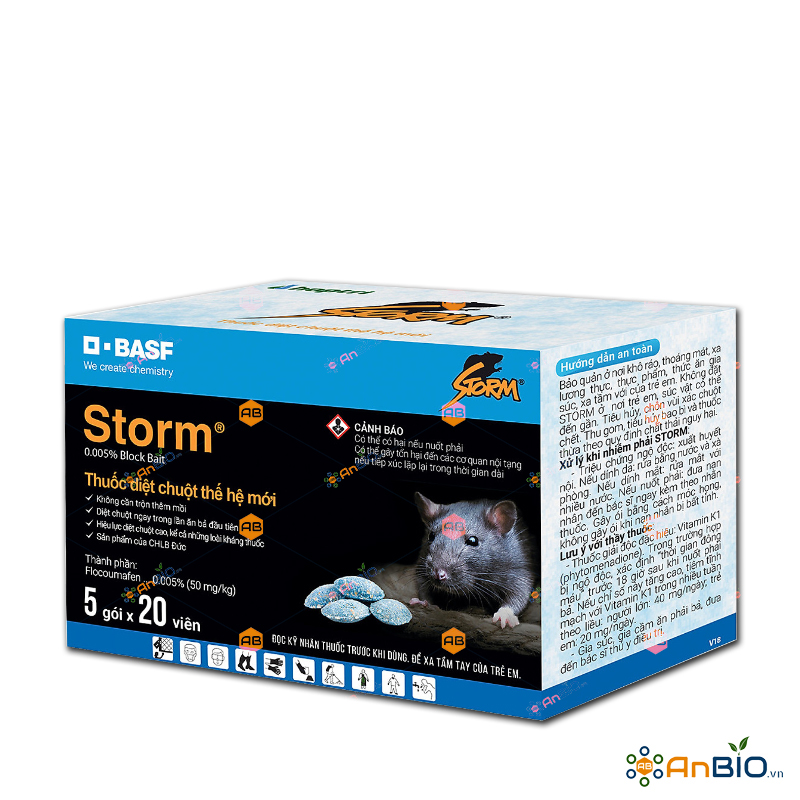 Thuốc diệt chuột Storm 0.005% | Diệt ngay trong lần ăn bả đầu tiên - Gói 20 viên