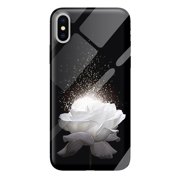 Ốp kính cường lực cho iPhone XS MAX hoa trắng 1 - Hàng chính hãng