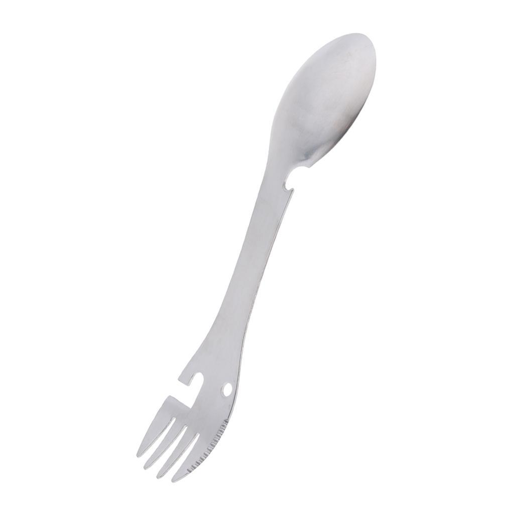 Eco - Friendly   Fork   Spoon   Steel   with   Serrations   for   Backpacking