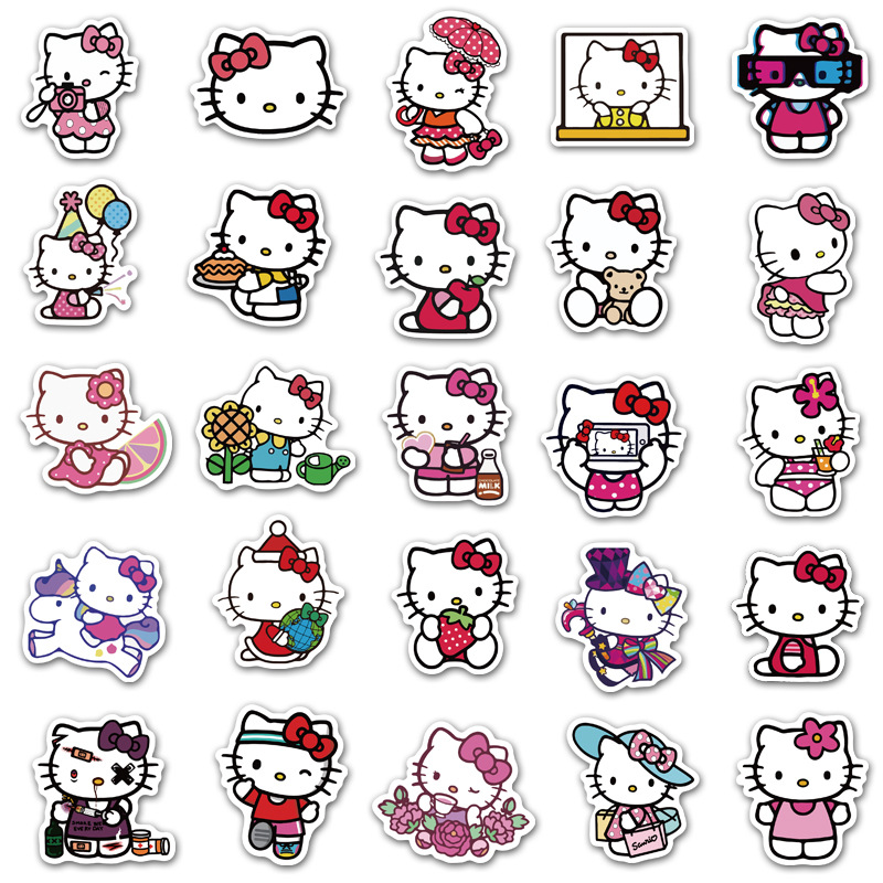 Sticker 50 miếng hình dán Hello Kitty setB