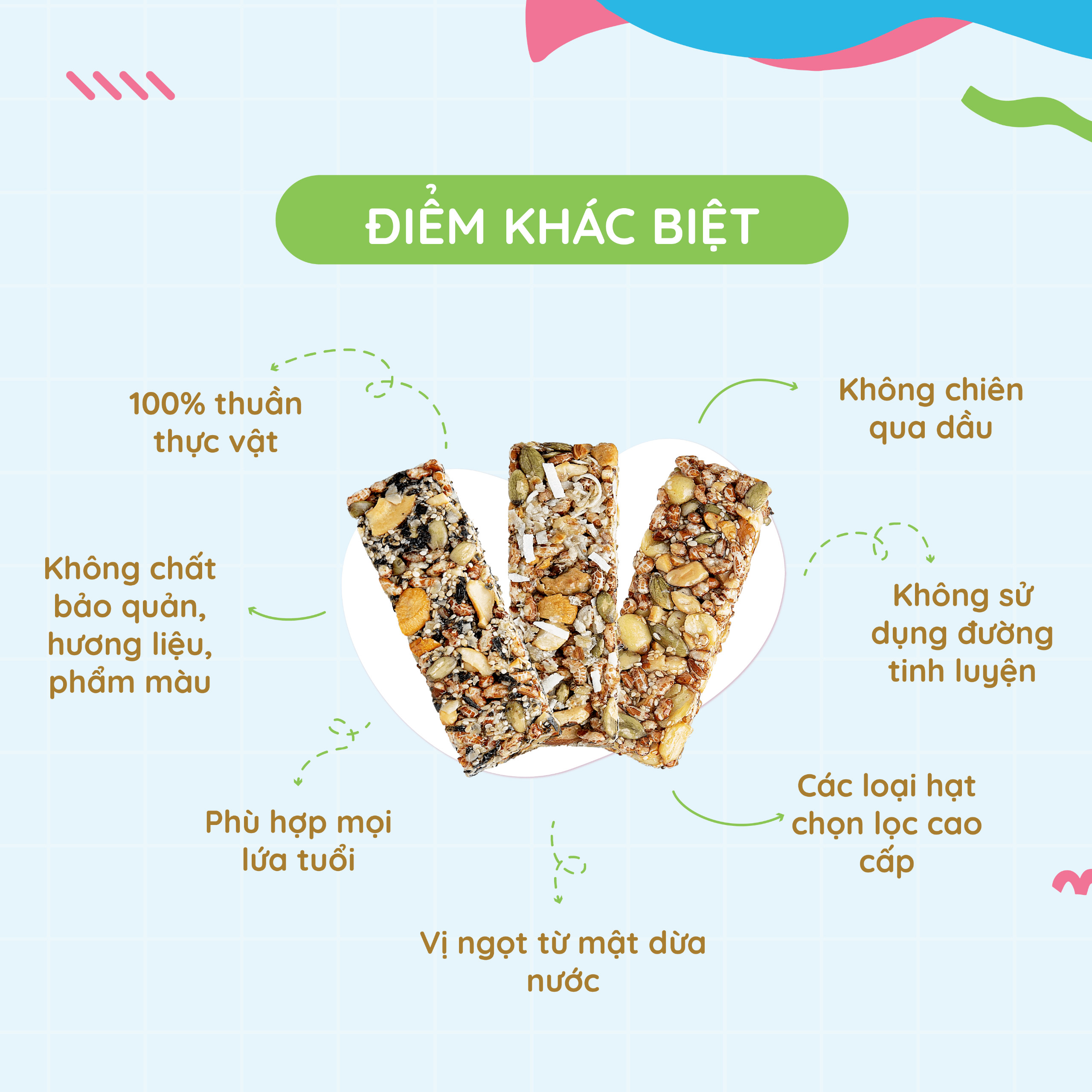 Set 3 thanh gạo lứt mix hạt dinh dưỡng Freshie 3 vị TÂM MINH FOODS ăn sáng thuần thực vật