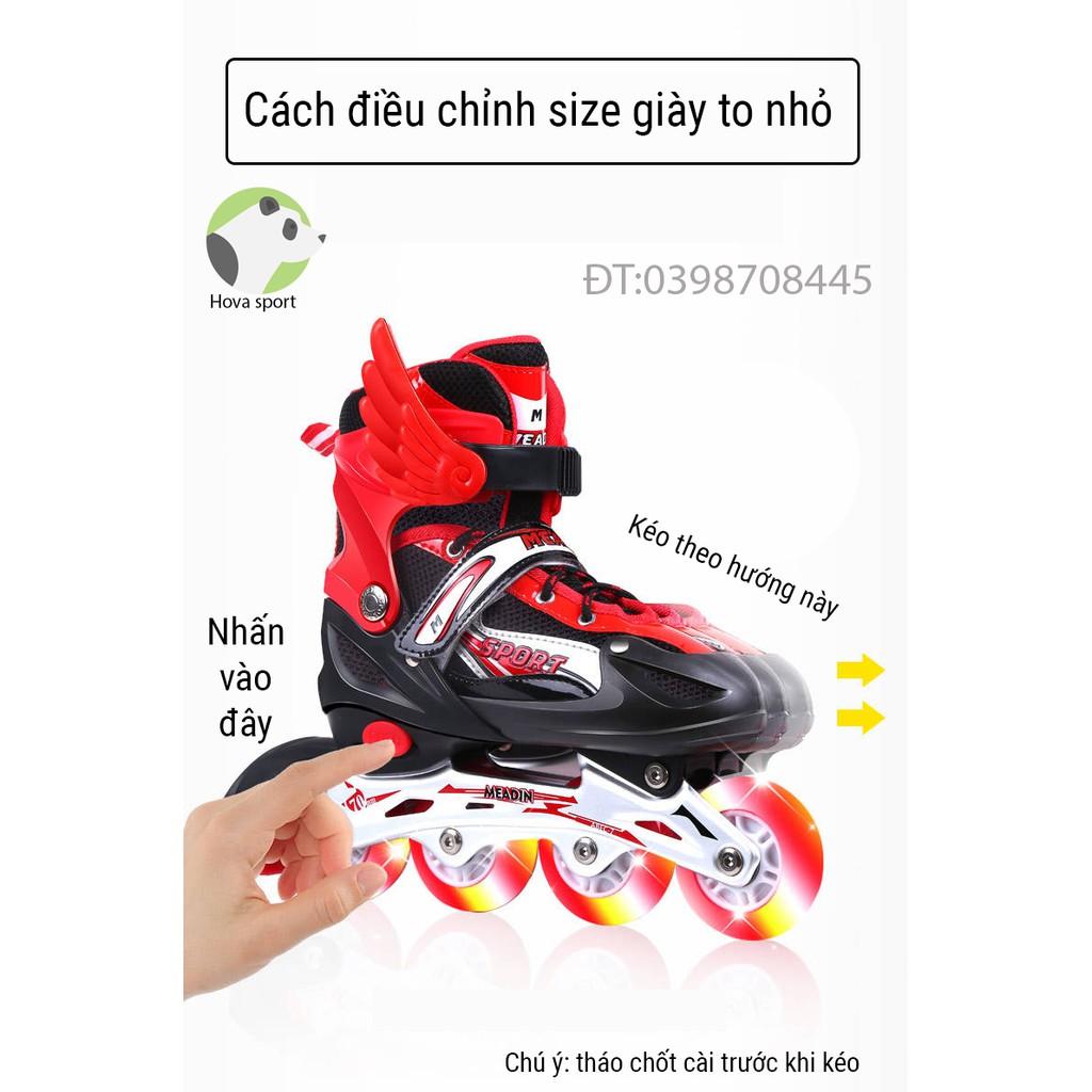 Giày trượt patin Sport cao cấp phát sáng dành cho trẻ em người lớn có thể điều chỉnh to nhỏ mẫu mới 2020