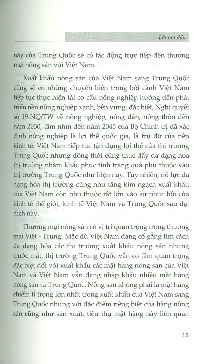 Thương Mại Nông Sản Giữa Việt Nam Và Trung Quốc Trong Bối Cảnh Mới (Sách chuyên khảo) - TS. Nguyễn Thị Phương Hoa (Chủ biên)