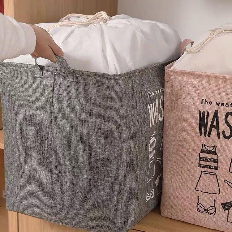 Giỏ Đựng Quần Áo Bằng Vải Cỡ Lớn, Túi Đựng Chăn Màn Đa Năng WASHDAY Có Thể Gấp Gọn Vintage Xinh Xắn