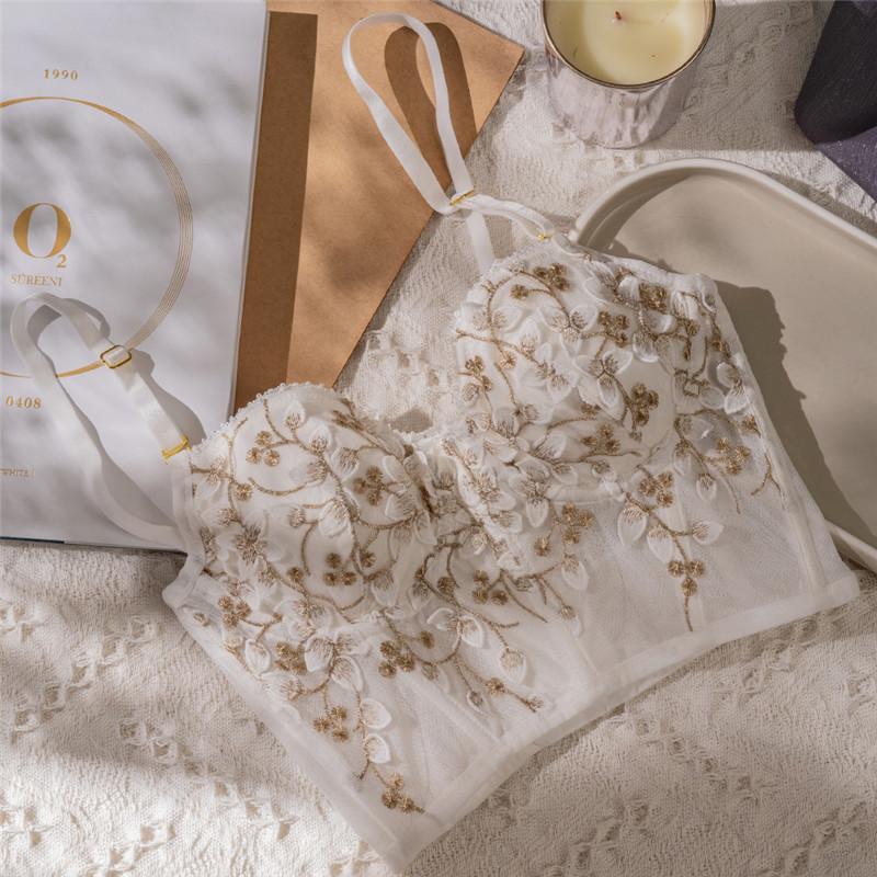 Mới Đầm Ren Hoa Pháp Đồ Lót Gợi Cảm Tạo Hình Đẩy Lên Bộ Áo Ngực Trắng Lãng Mạn Đồ Lót Áo Ngực Và Quần Lót Bộ