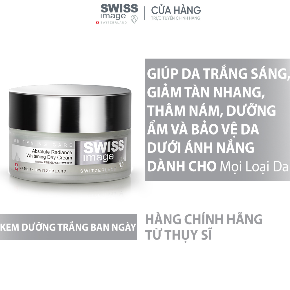 Bộ đôi dưỡng trắng Swiss Image gel rửa mặt và kem dưỡng trắng ban ngày dành cho mọi loại da