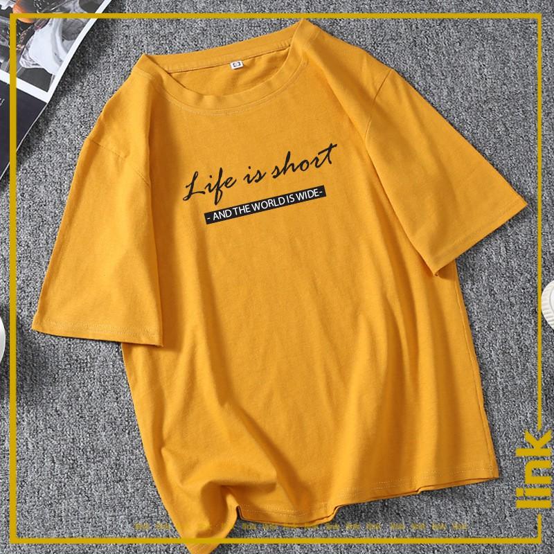 Áo nữ LIFE IS SHORT tay lỡ dáng rộng unisex
