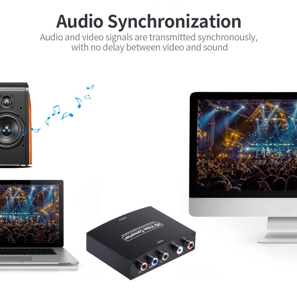 NK-P60 YPbPr to HD Converter High-definition for Audio Synchronization 1080P HD Stable Transmission Clear Image DC 5V1A