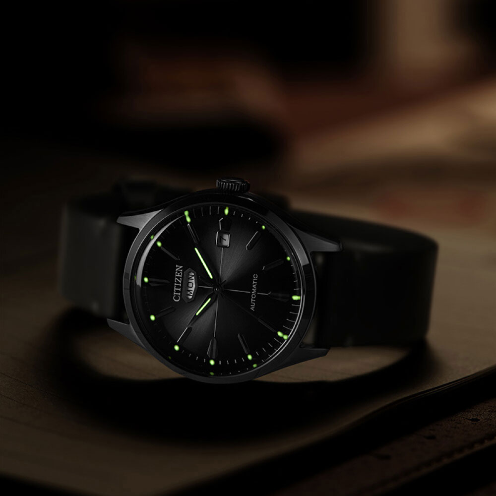 Đồng Hồ Citizen C7 Dây Da Máy Cơ-Automatic NH8395-00E - Mặt Đen (40mm)