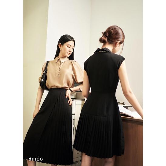 Váy liền nữ Méo shop phong cách công sở đầm không tay dáng xoè Hindi