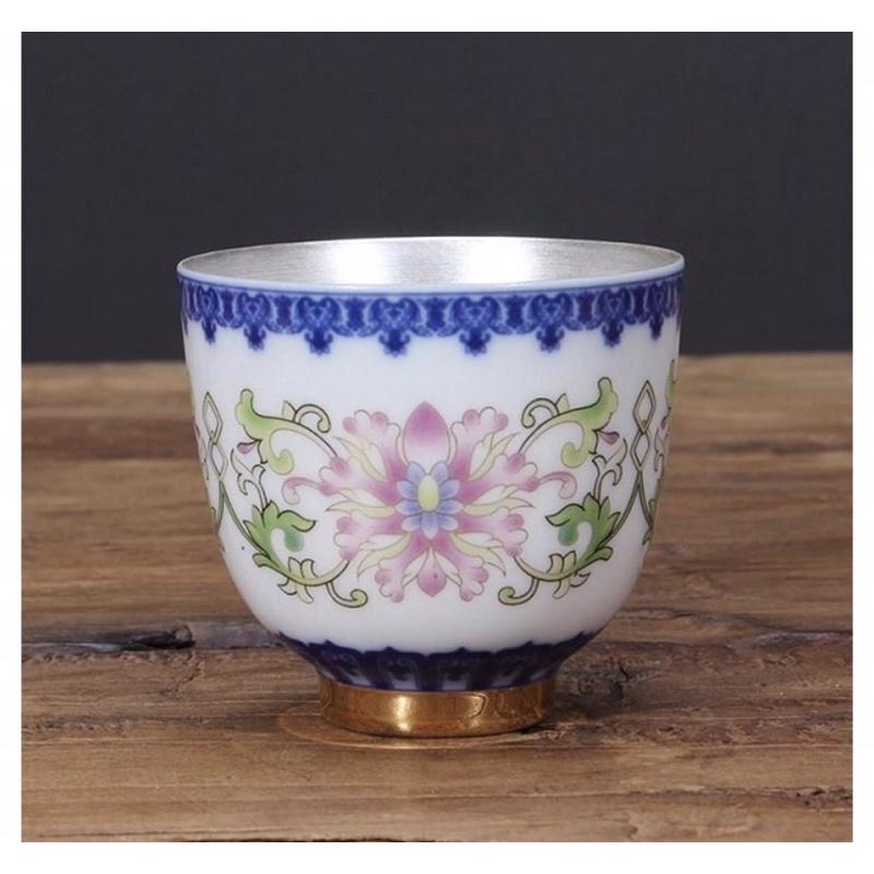 Chén Bạc uống trà Hoa Sen ngũ sắc