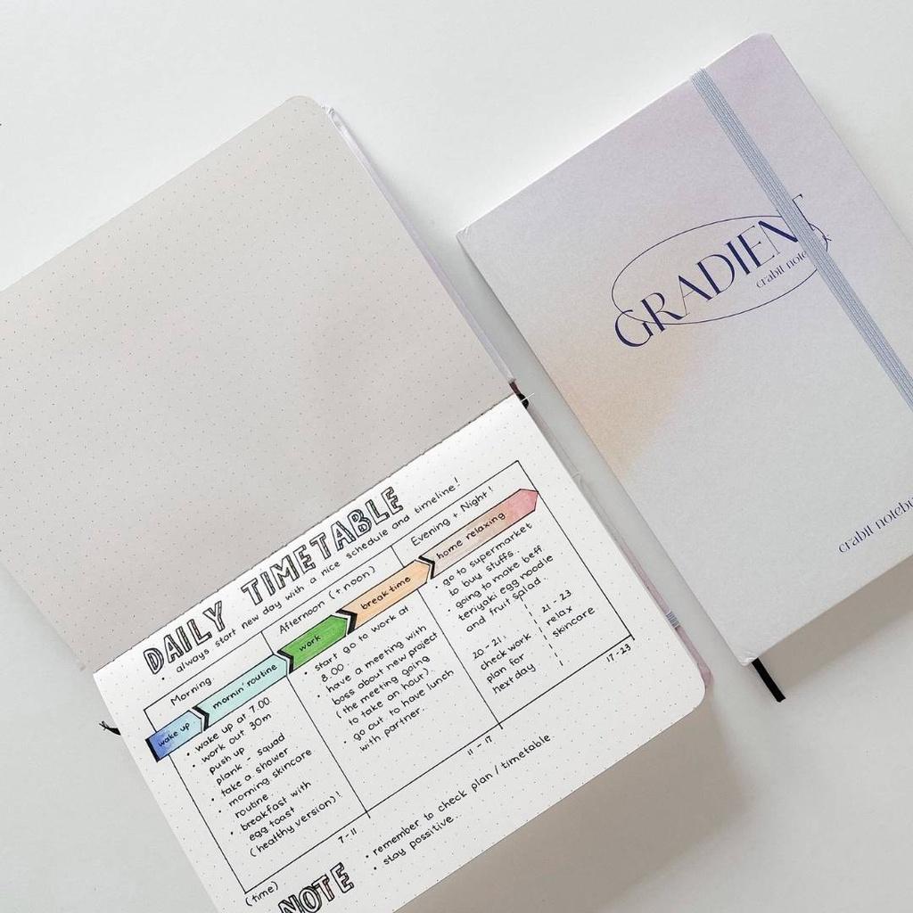 Sổ tay ghi chép dotgrid Crabit 130gsm làm bullet journal - Gradient Trắng