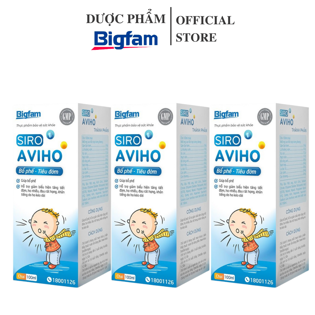 Combo 3 hộp Siro Aviho Bigfam giảm ho tiêu đờm