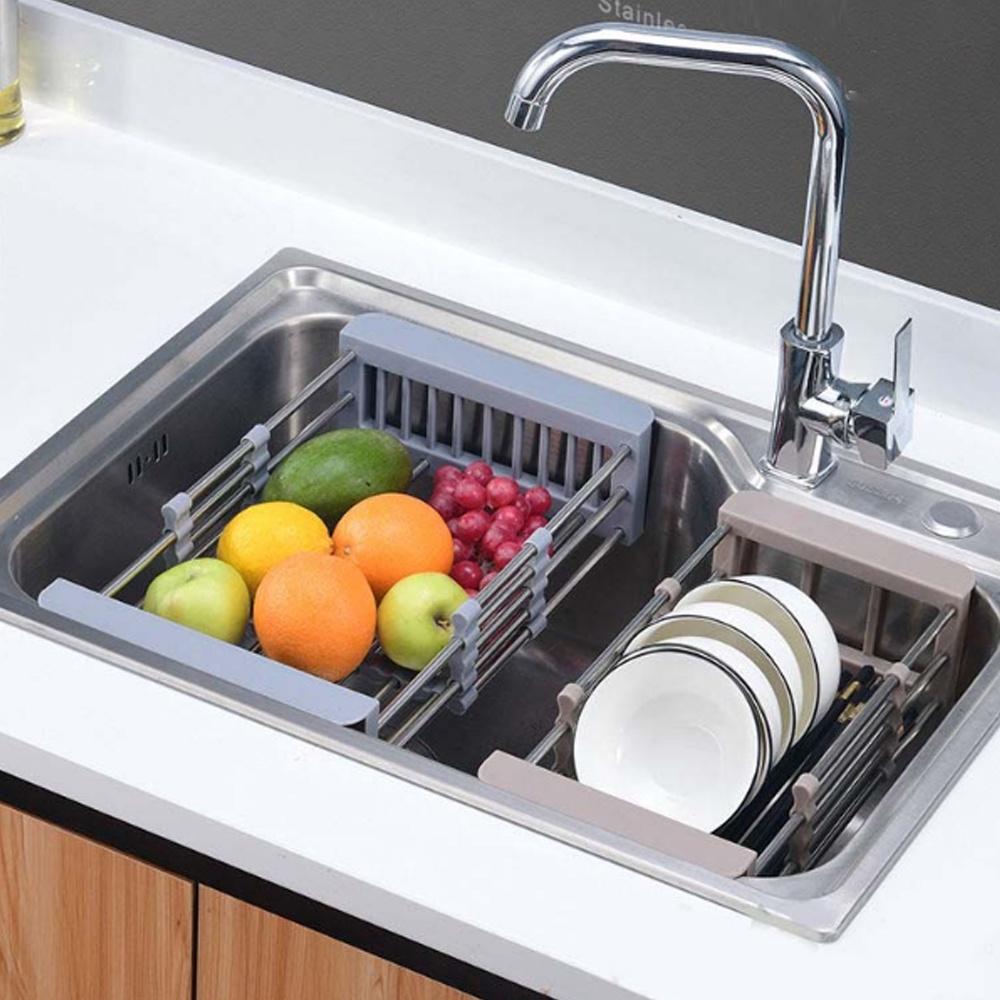 Kệ gác bồn rửa chén bát inox cao cấp gấp gọn thông minh, Kệ inox nhà bếp úp bát đĩa rửa rau trái cây nhanh gọn tiện lợi