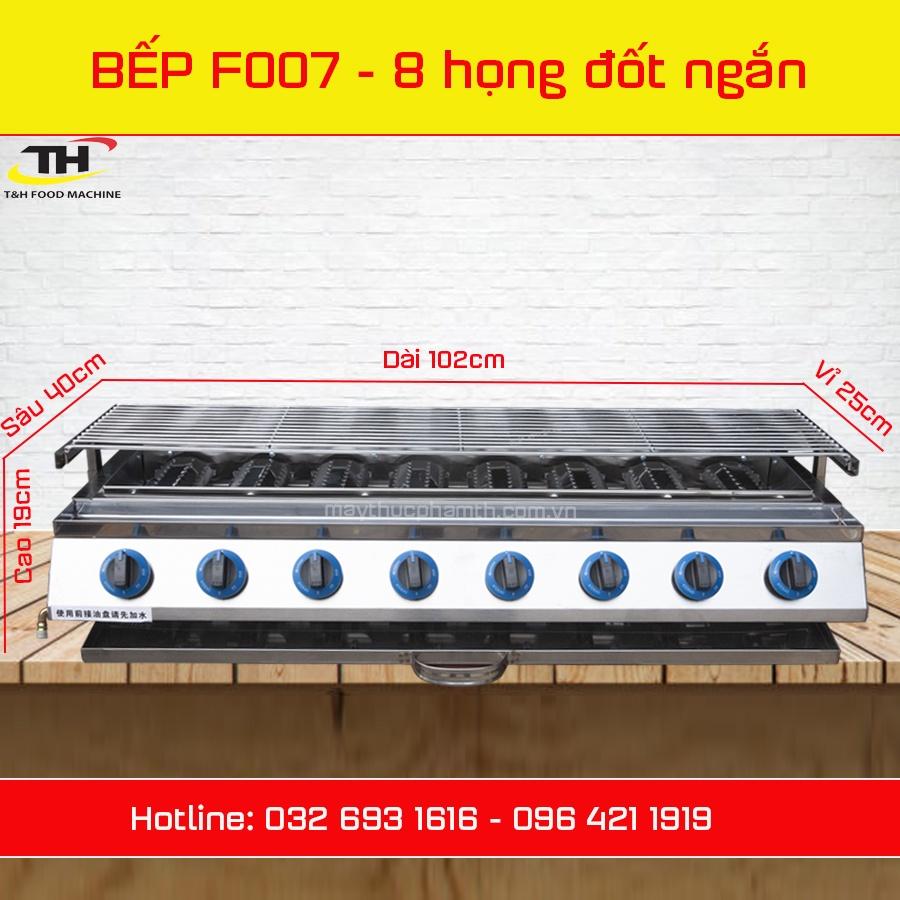 Bếp nướng hồng ngoại 8 họng đốt ngắn dùng Gas