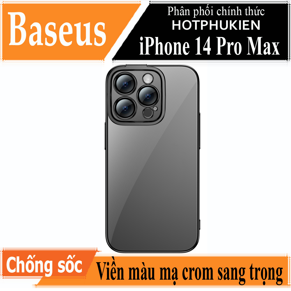 Hình ảnh Ốp lưng viền màu mạ crom cho iPhone 14 Pro Max (6.7 inch) hiệu Baseus Glitter mỏng 0.6mm, chống va đập, gờ bảo vệ Camera, mạ Crom sang trọng - hàng nhập khẩu