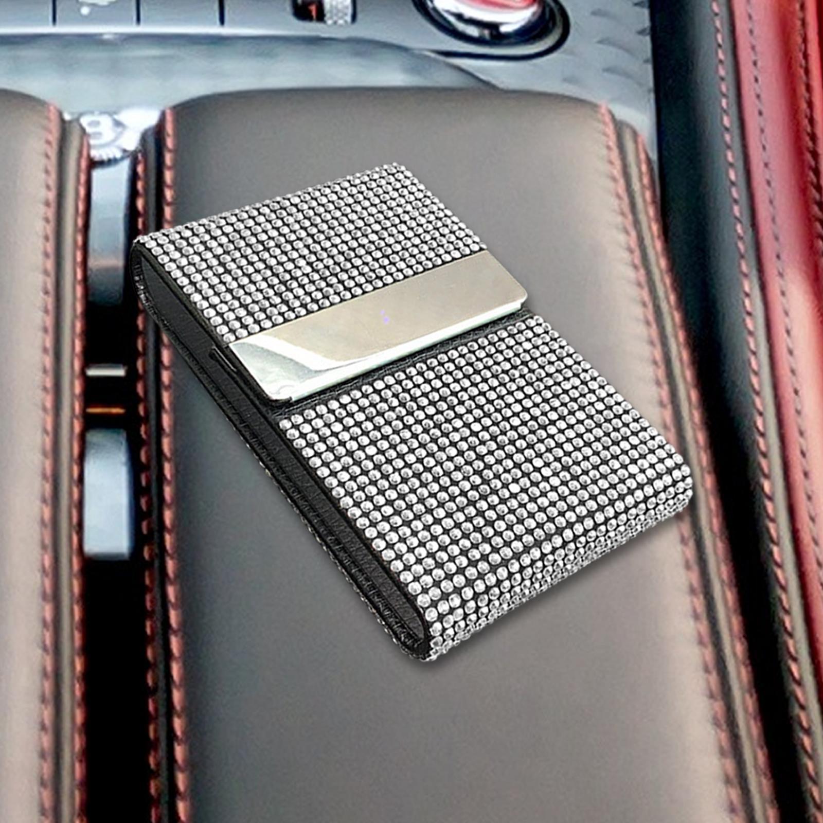 Minimalist ID Card Holder, Card Pocket Multifunctional Card Case with Rhinestones Document Organizer Wallet Pouch for ID Card Men