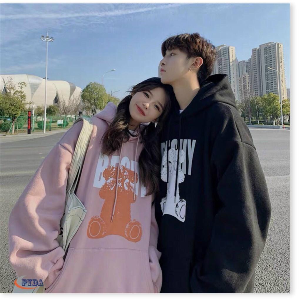 Áo khoác hoodie nam nữ chất nỉ ngoại chi đầu họa tiết chữ cùng in 3d hình gấu hót trend