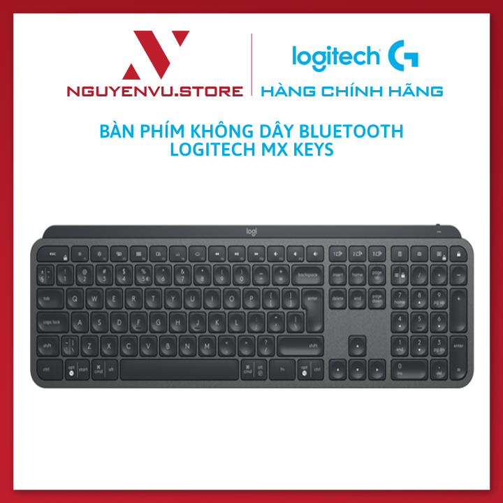 Bàn phím không dây Bluetooth Logitech MX Keys - đa thiết bị, sạc nhanh, Mac/ PC - Hàng chính hãng