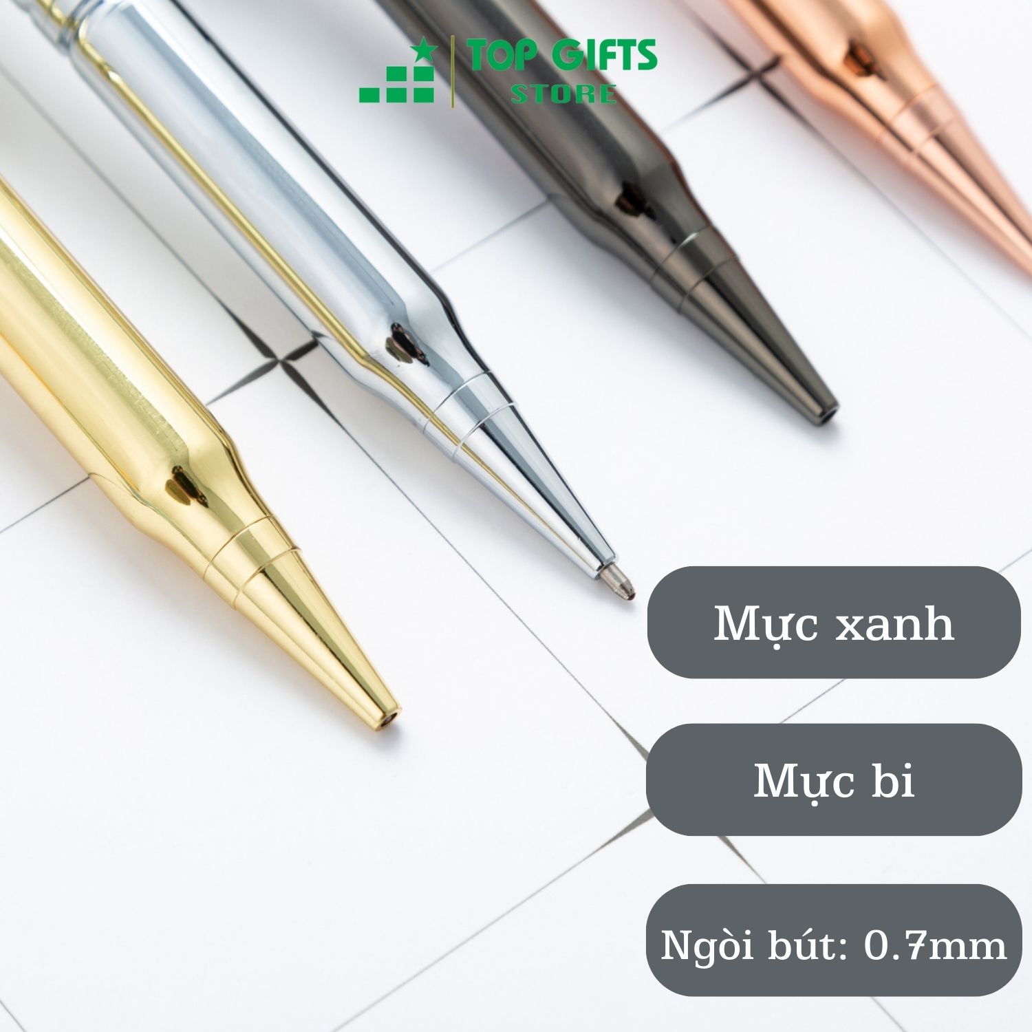 Bút ký khắc tên VD060 - khắc tên theo yêu cầu mực xanh ngòi 0.7mm