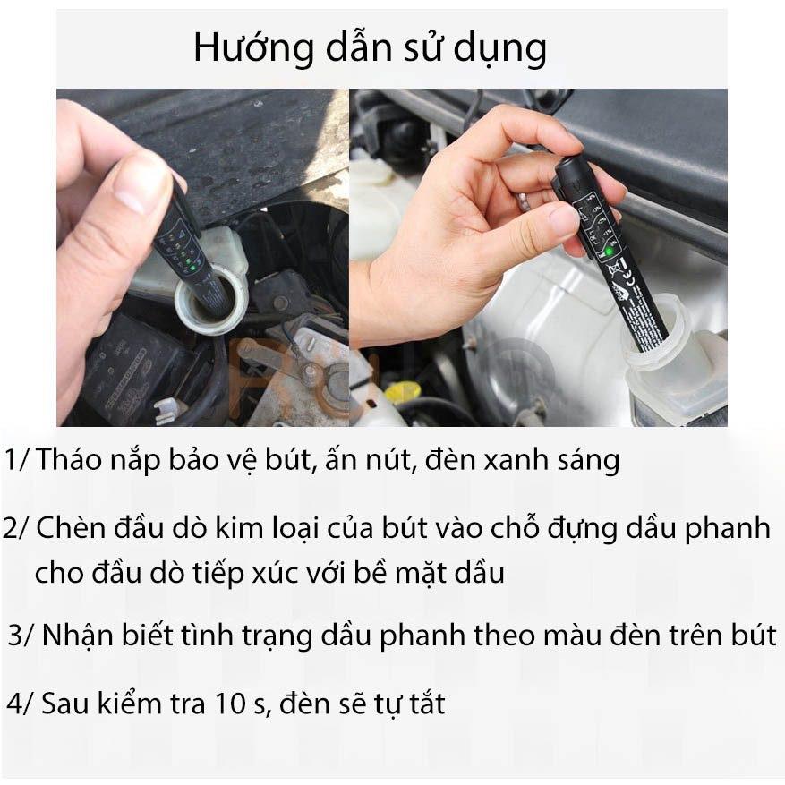 Bút kiểm tra Chất Lượng dầu phanh Ô Tô Xe Máy có báo đèn Led, Tặng Kèm pin