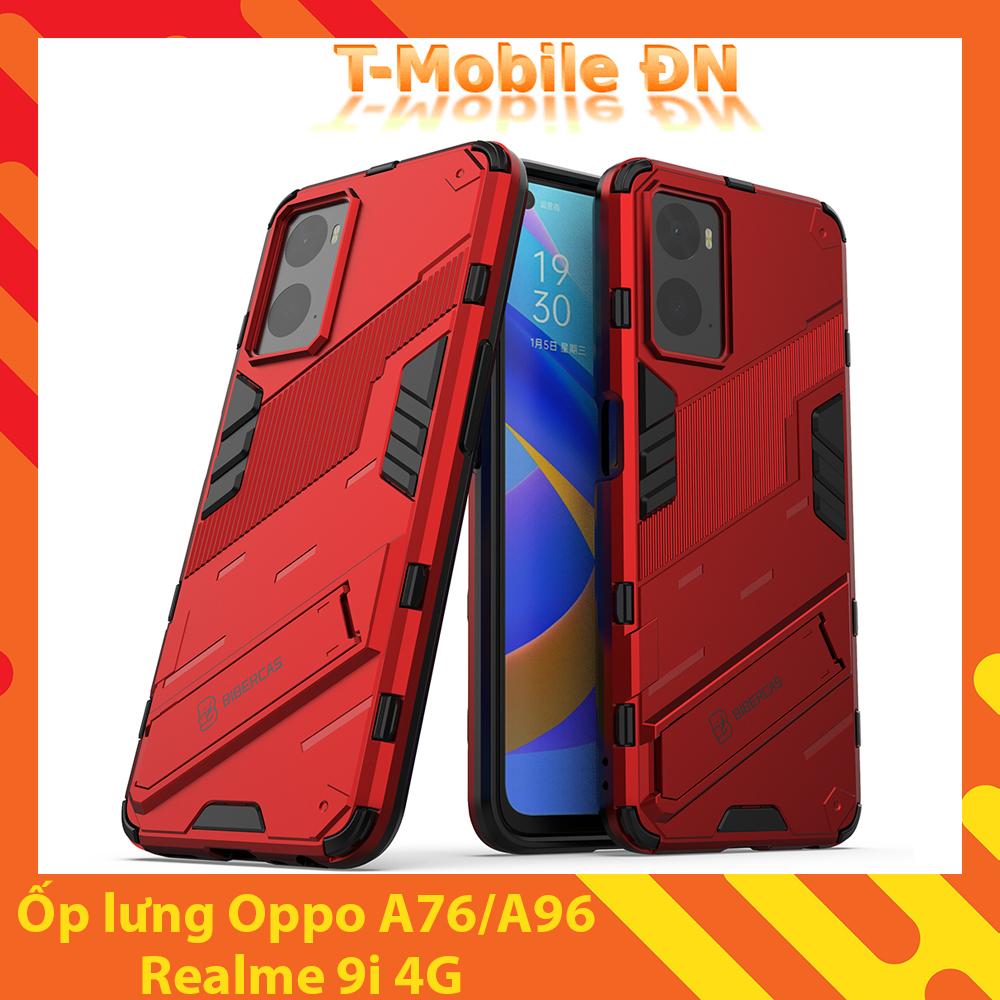 Ốp lưng cho Oppo A76 A96 Realme 9i 4G chống sốc Iron Man PUNK cao cấp kèm giá đỡ