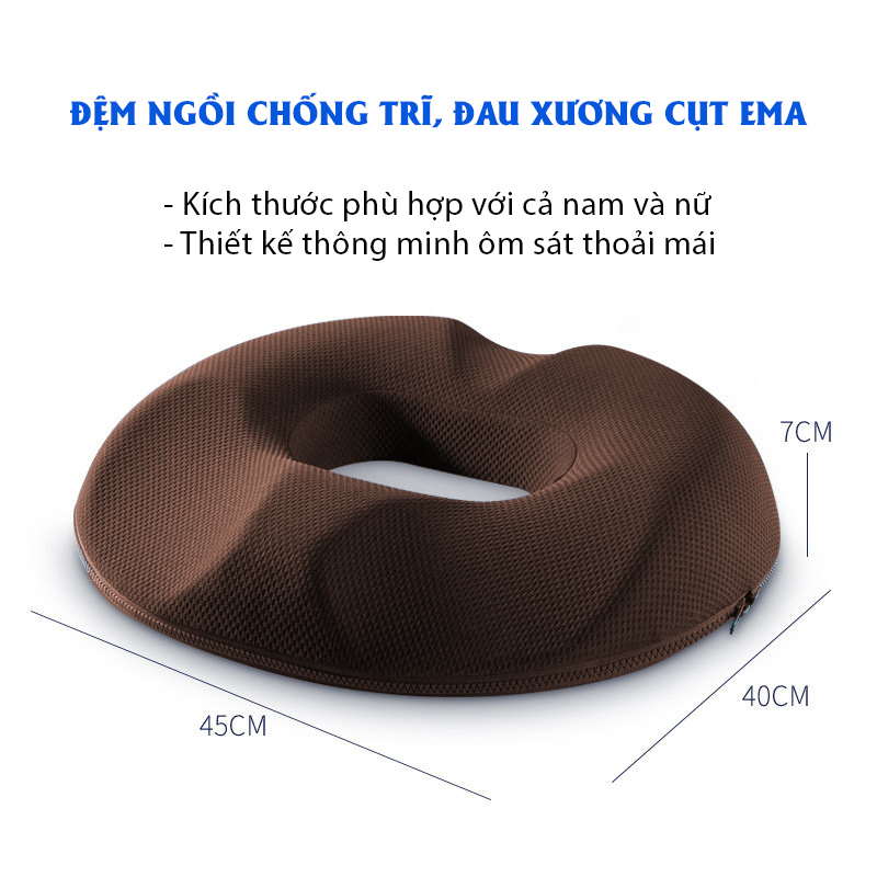 Bộ gối tựa lưng và đệm lót ghế chống đau xương cụt Ema loại có gel cao cấp cho dân văn phòng, lái xe, sinh viên