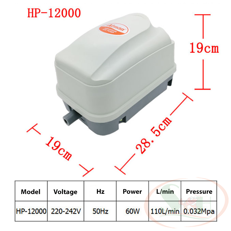 Máy sủi oxy Atman HP 4000, 8000, 12000, 16000 nhiều vòi sục khí công suất lớn bể cá tép thủy sản