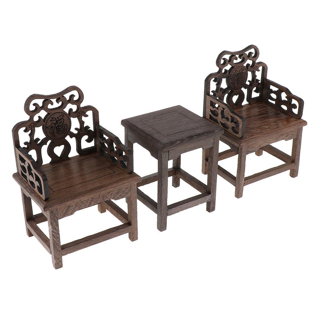 1/6 Dollhouse Miniature Chinese Tea Armchair Furniture Set
