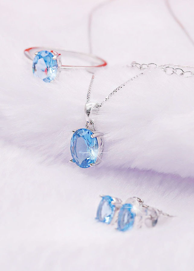 Bộ Trang Sức Nữ Bạc Đính Đá Topaz Xanh Thiên Nhiên Cao Cấp - BDM2311 - Bảo Ngọc Jewelry