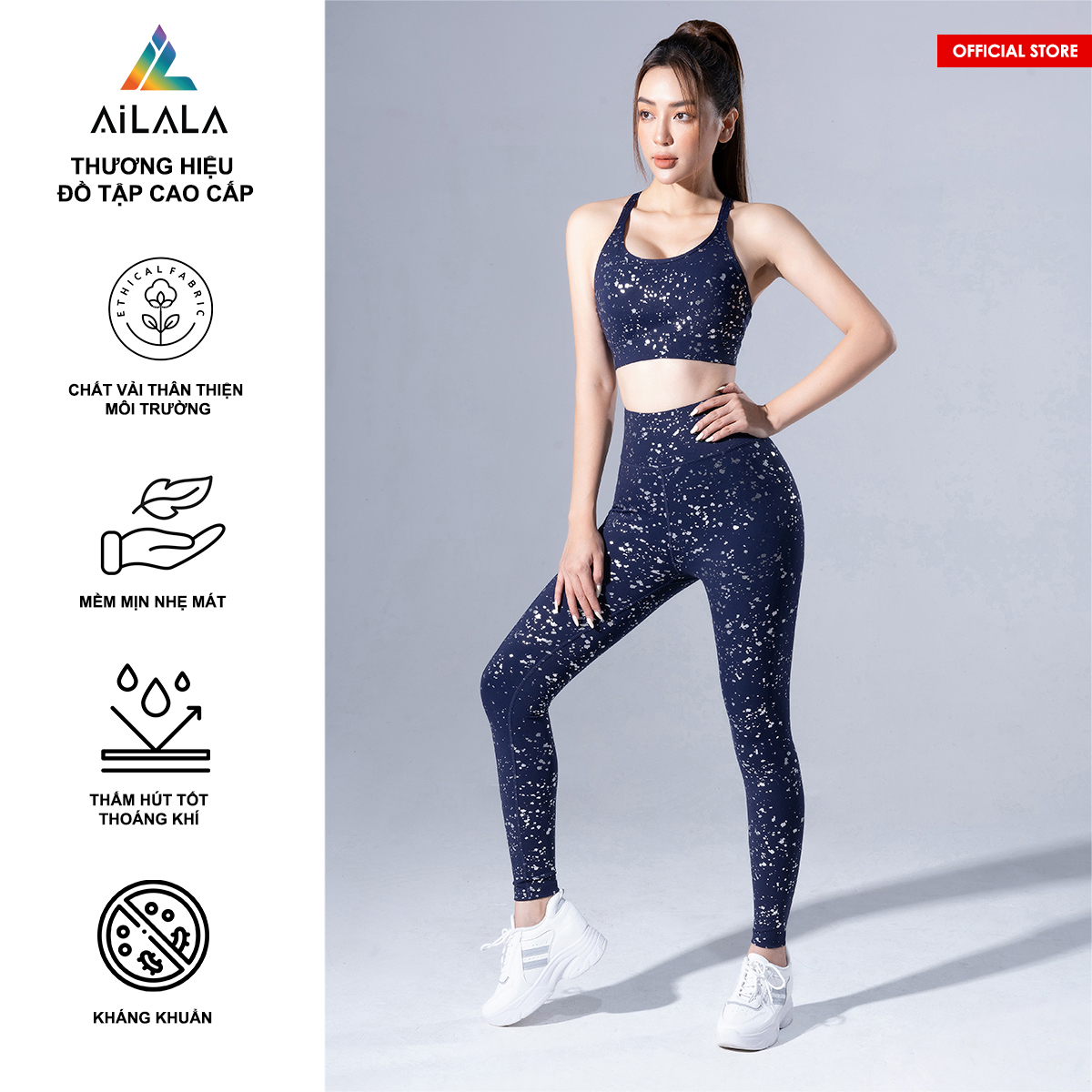 Bộ quần áo thể thao nữ AiLALA LUX39, Đồ tập Yoga Gym Pilates, chất vải Hi-tech cao cấp