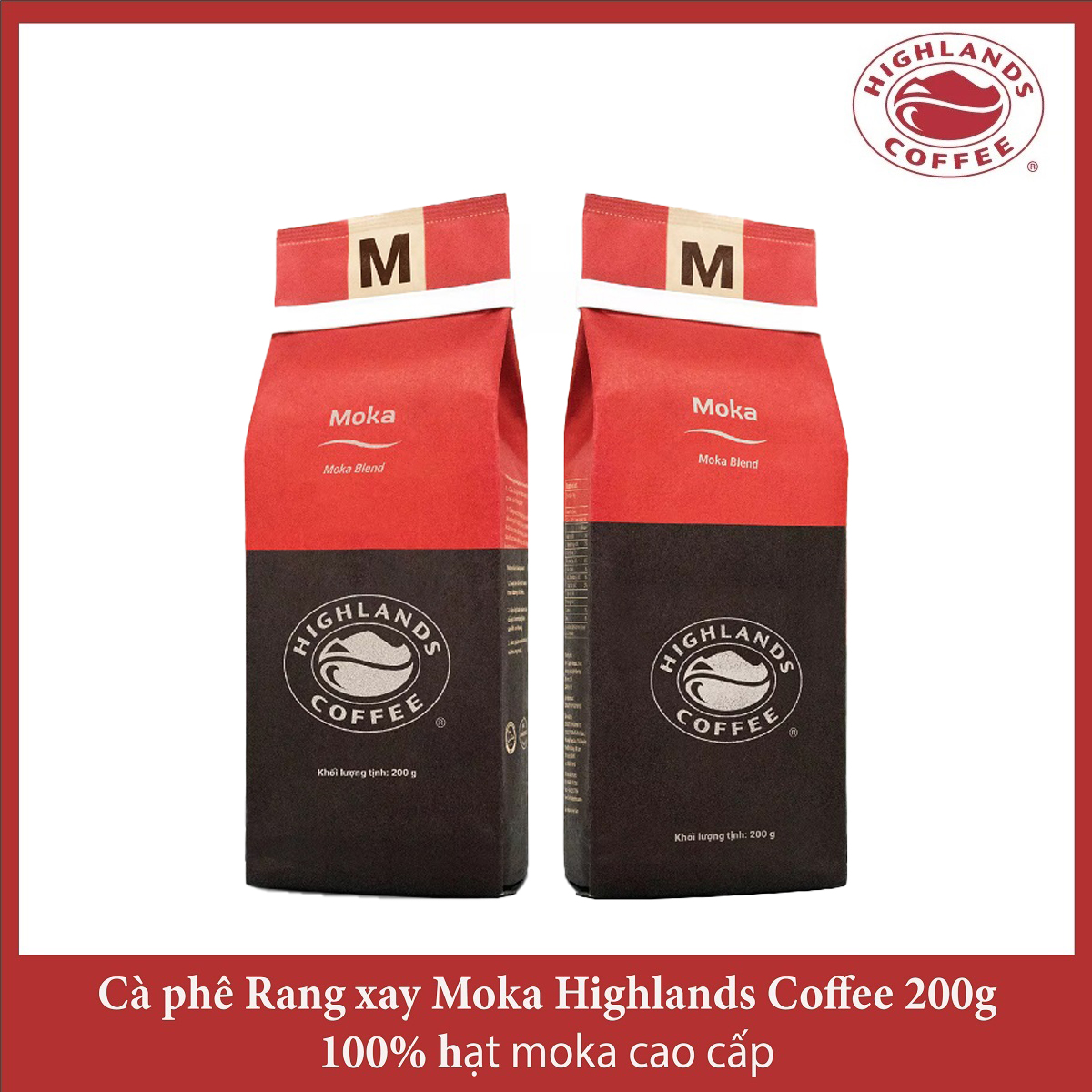 Thùng 12 gói Cà phê Rang xay Moka Highlands Coffee 200g