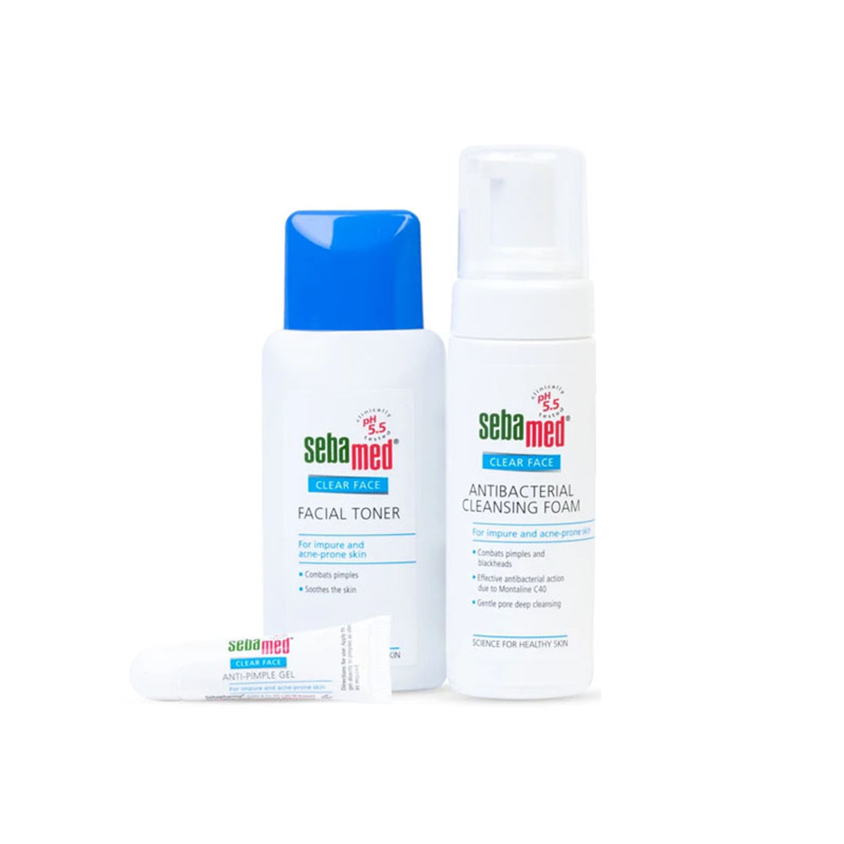 Combo 3 sản phẩm cơ bản cho da mụn, chữa mụn, mờ thâm, kháng viêm Sebamed từ Đức ( Sữa Rửa Mặt, Nước Hoa Hồng, Gel Ngừa Mụn)