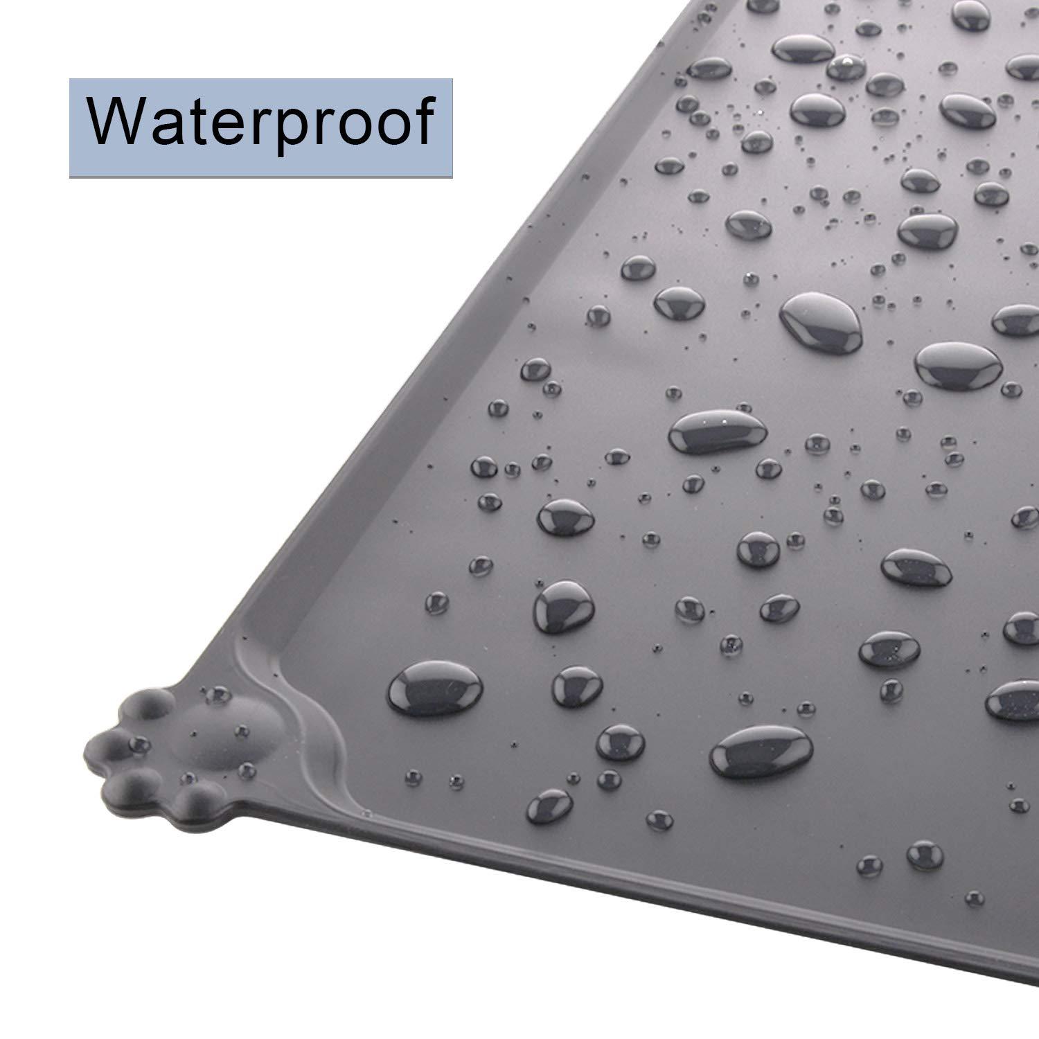 Thảm thực phẩm cho chó, mèo thực phẩm Pad Silicone Feed Thảm Slipproof và không thấm nước cho chó chó, đen, 30*48cm