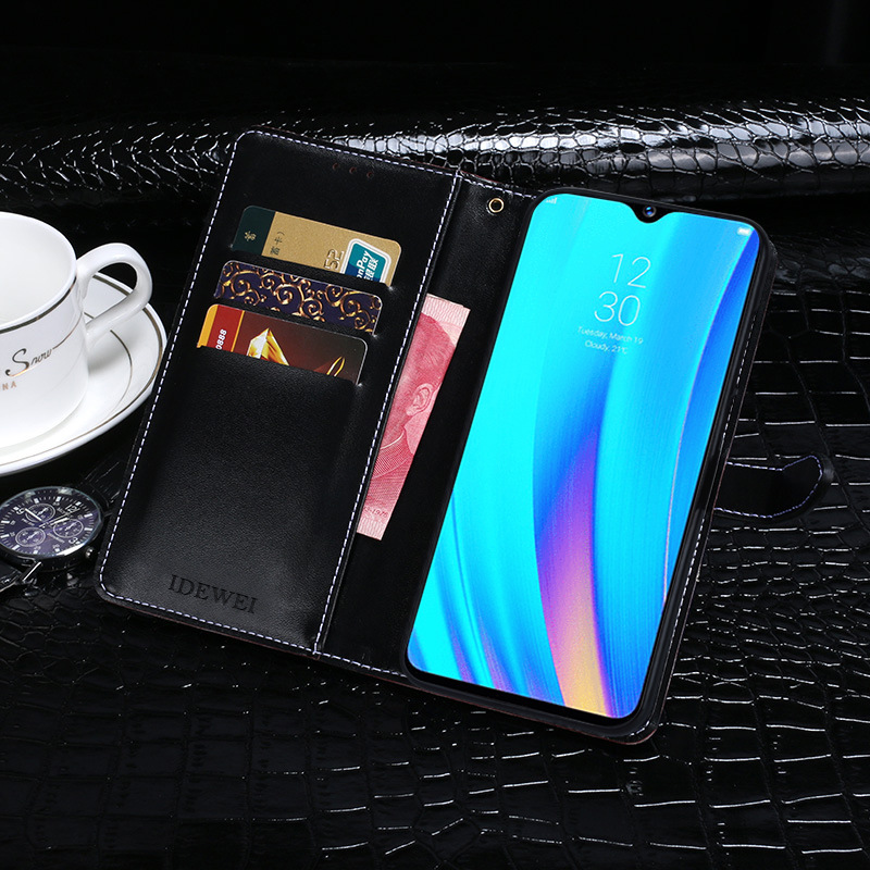 Bao da kiêm ví đựng thẻ Dành Cho Oppo Realme 3 Pro vân cá sấu - Handtown - Hàng Chính Hãng