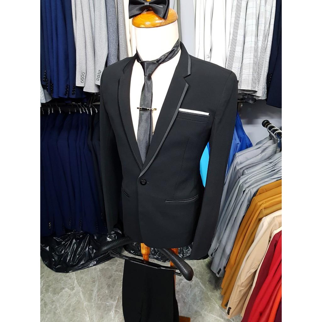 Bộ vest nam body kiểu viền đen đơn giản phong cách