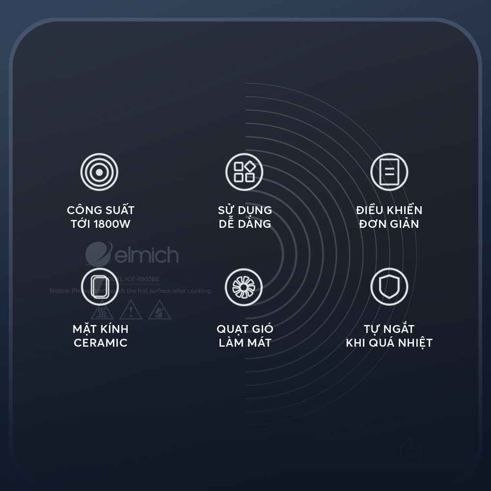 Bếp Điện Từ Đơn Elmich ICE-8903 1800W, Hàng Chính Hãng, Mặt Kính Ceramic - JoyMall