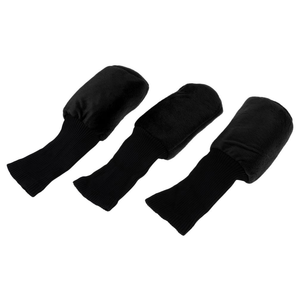 2x3pcs Long Neck Golf Club Head Cover Wood Headcover for Women Black