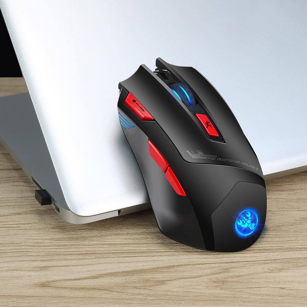 HXSJ T88 Wireless Gaming Mouse Rechargeable 7 Key Ergonomic Design Macro Programming Adjustable 4800DPI Optical Computer