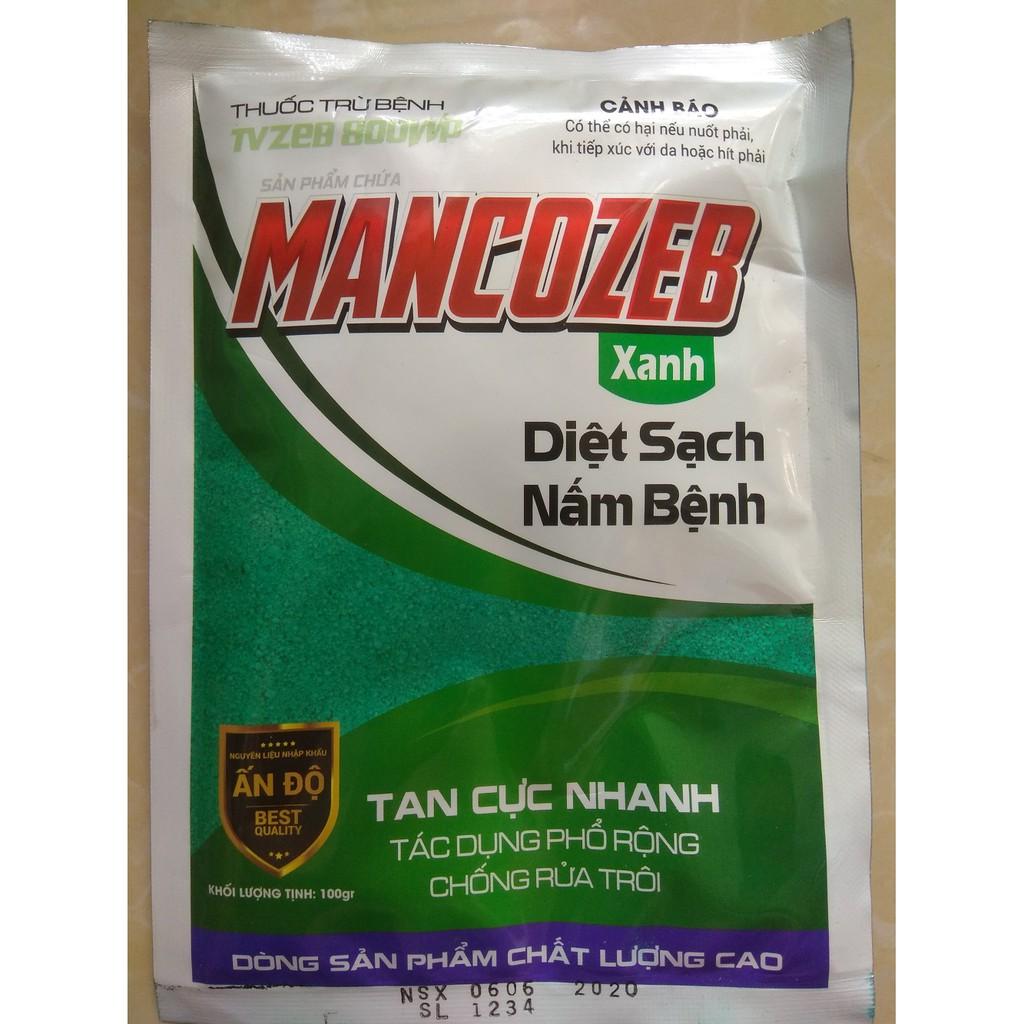 Sản phẩm trừ nấm bệnh TVZEB 800WP có chứa MANCOZEB Xanh - gói 100 gram