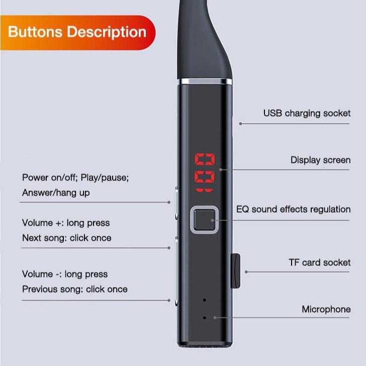 Tai Nghe đeo Cổ Tai nghe không dây âm thanh stereo 100 giờ có thẻ và micro tiện dụng