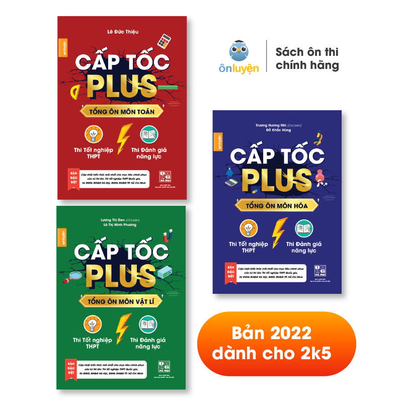 Sách - Combo 3 cuốn Cấp tốc Plus môn Toán, Lí, Hóa (bản mới 2022) - Nhà sách Ôn luyện