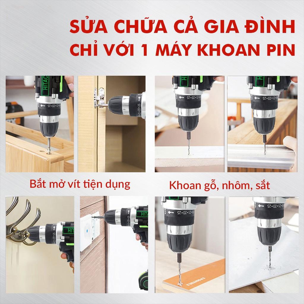 Máy Khoan Pin HITACHI 28V - Bắt Vít, Khoan Tường Pin chuẩn 5 Cell