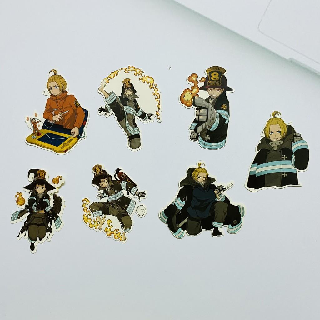 Bộ hình dán - sticker anime Biệt đội lính cứu hỏa Enen no Shouboutai dán trang trí laptop, máy tính bỏ túi...
