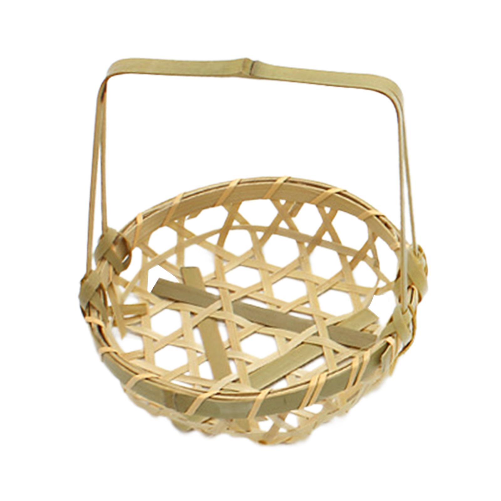 Woven Basket Bamboo Basket Flower Storage Basket Handwoven Flower Holder Decor Farmhouse Basket Storage Basket for Home Bedroom Party Picnic