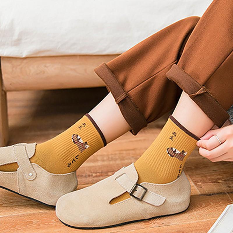 Vớ cổ cao họa tiết hoạt hình cho nữ bằng vải cotton