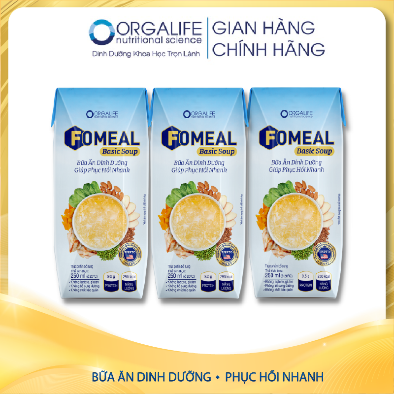 Lốc 3 hộp thực phẩm dinh dưỡng Fomeal Basic Soup 250ml/hộp - Bữa ăn thay thế, giúp người bệnh phục hồi nhanh chóng